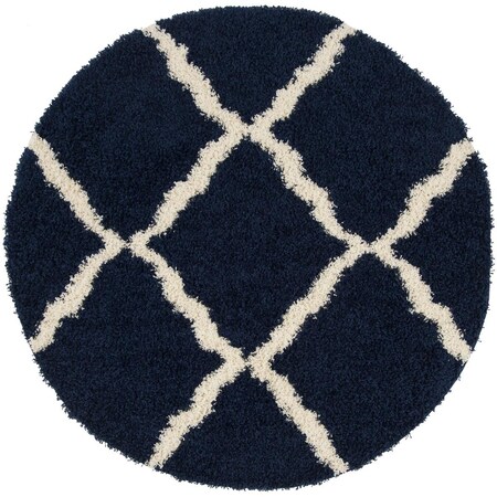 Safavieh 4 x 4 ft. SGD-Dallas Shag Power Loomed Round Area Rug; Navy & Ivory SGD257N-4R